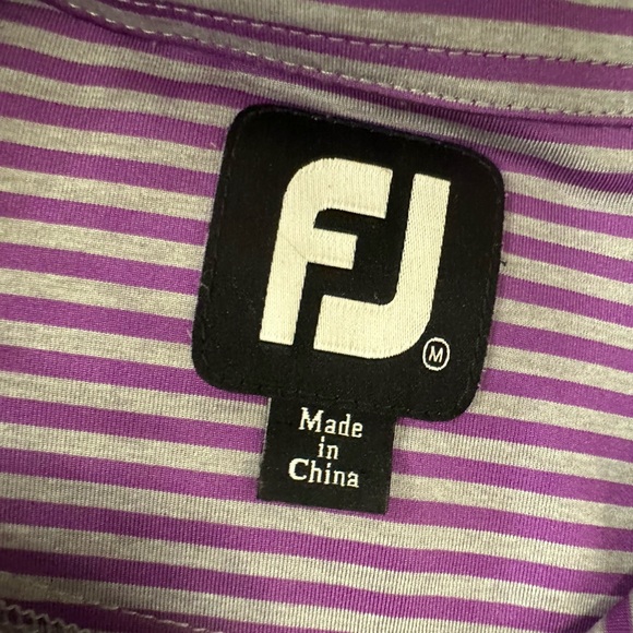 FootJoy purple and grey striped polo. Size medium. - Picture 2 of 7